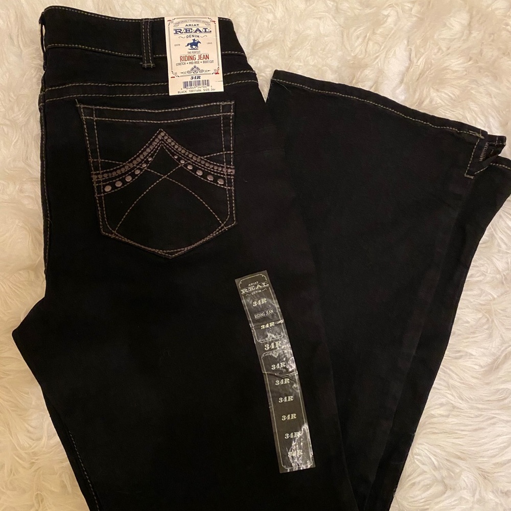 NWT BLACK ARIAT RIDING JEANS 34R